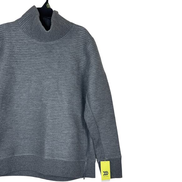 All in Motion Gray Funnel Neck Pullover Sweatshirt XXL Ribbed Stretch Knit NWT - Picture 11 of 14